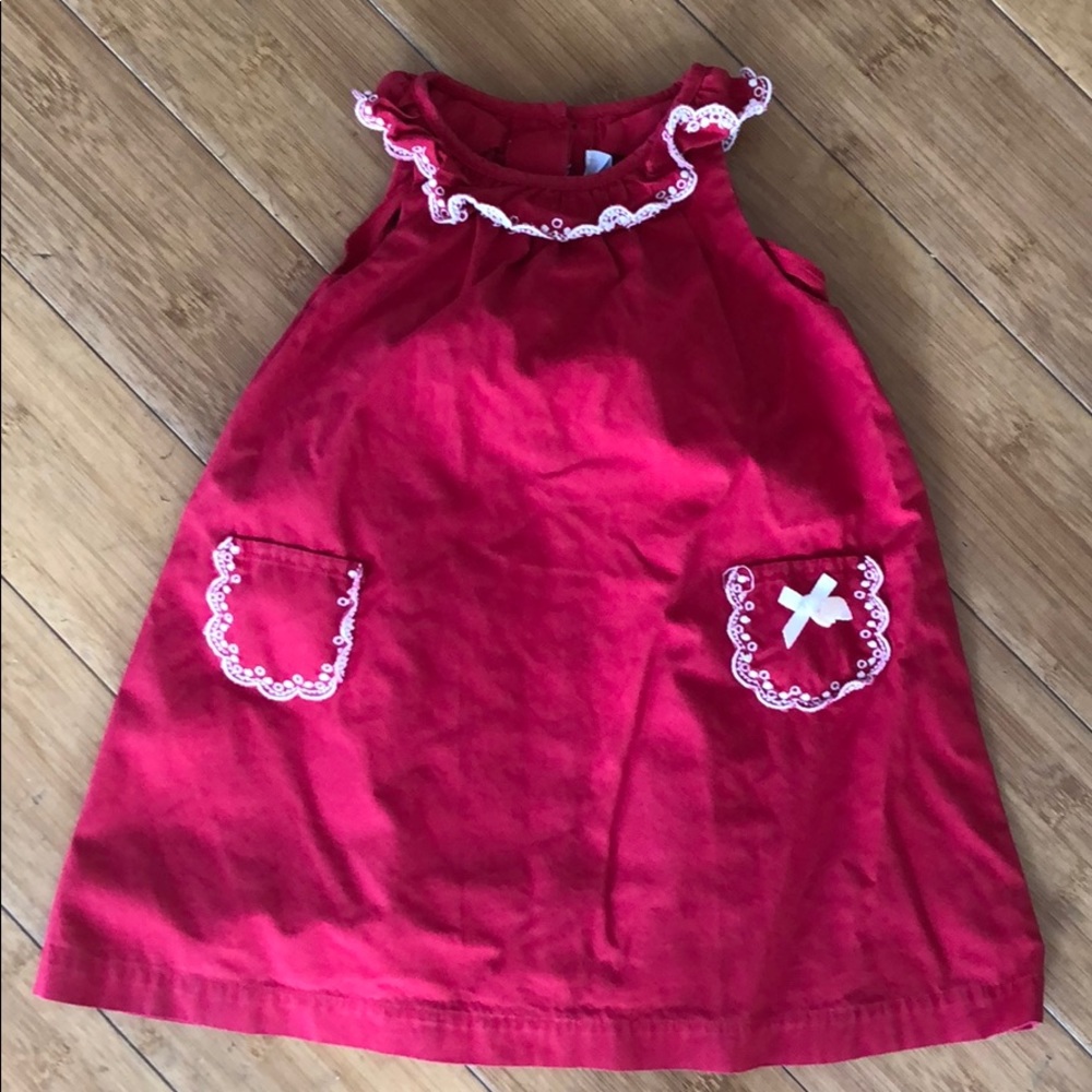 Tartine et Chocolat red dress with white trim